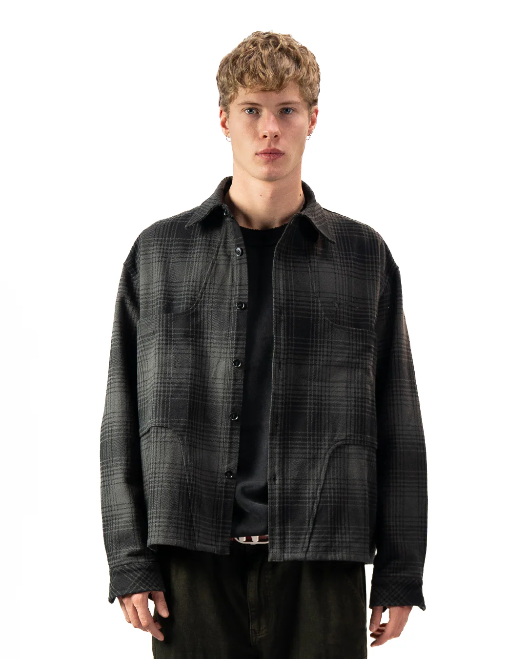 HEAVY FLANNEL SHIRT - Black/Grey - Image 3