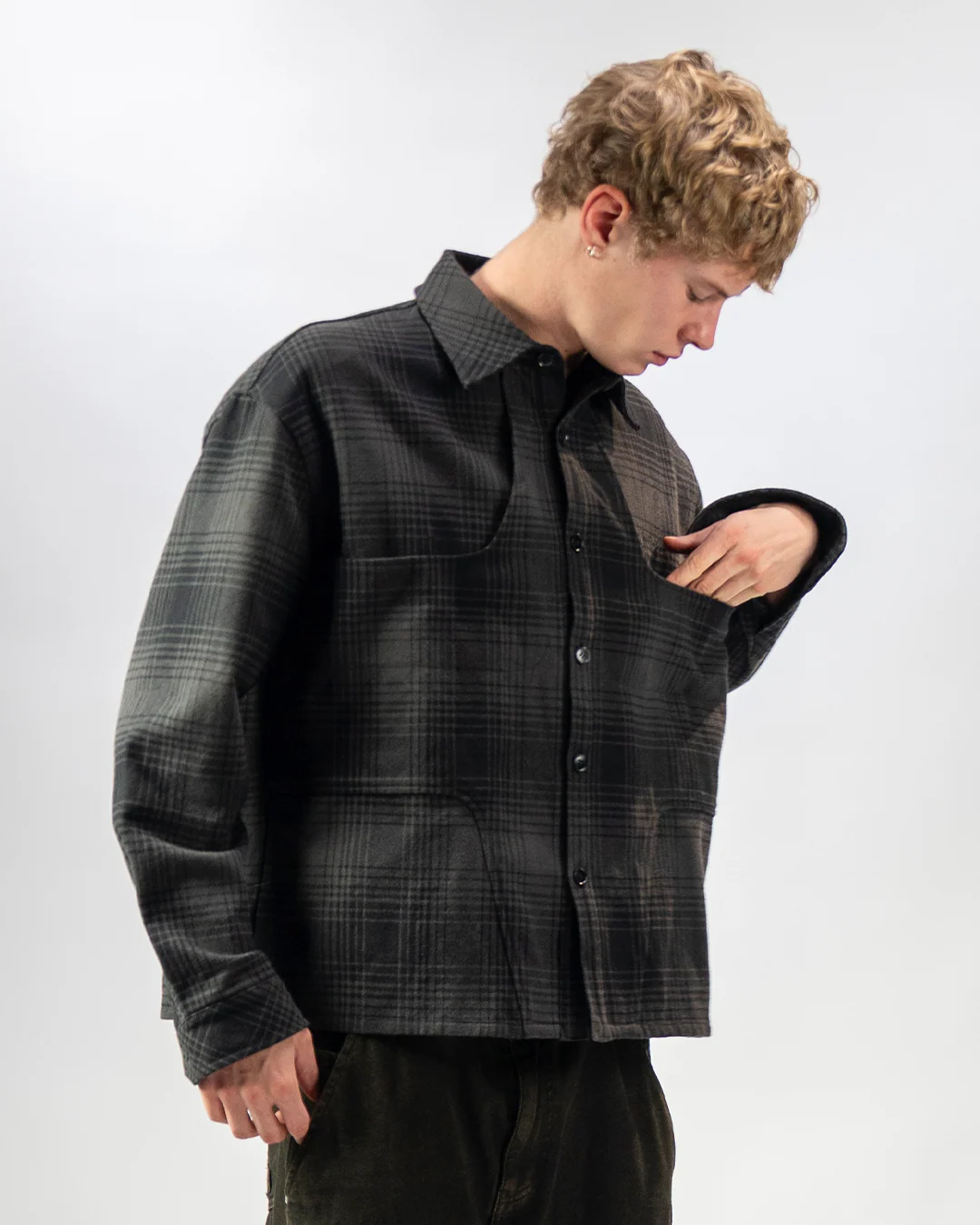 HEAVY FLANNEL SHIRT - Black/Grey - Image 7