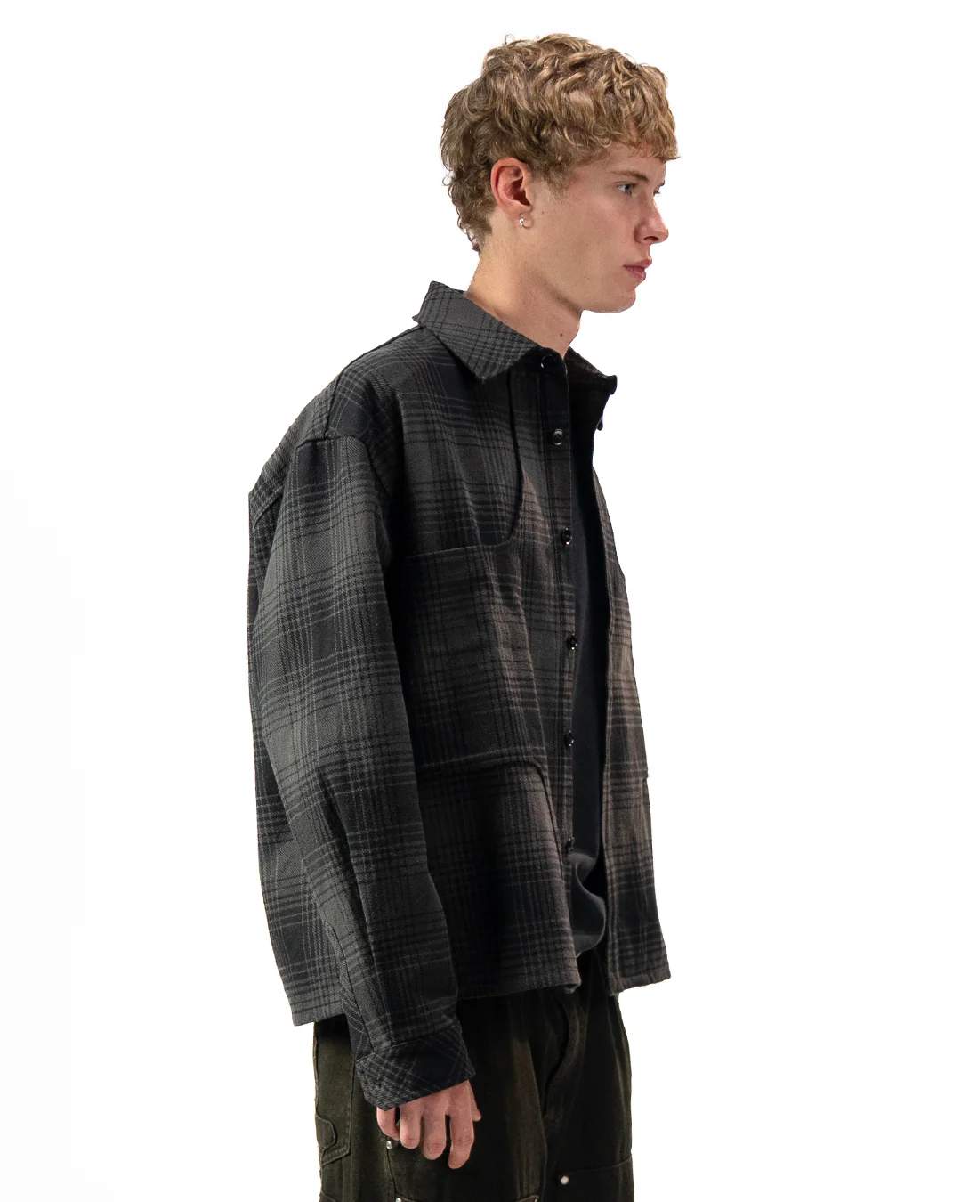 HEAVY FLANNEL SHIRT - Black/Grey - Image 9
