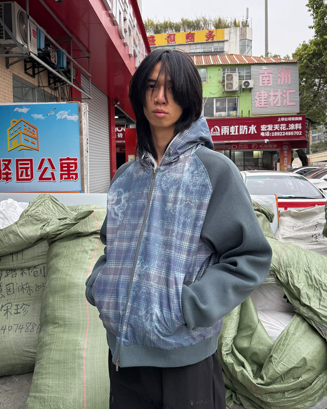 Plaid Shell Jacket - Green - Image 4