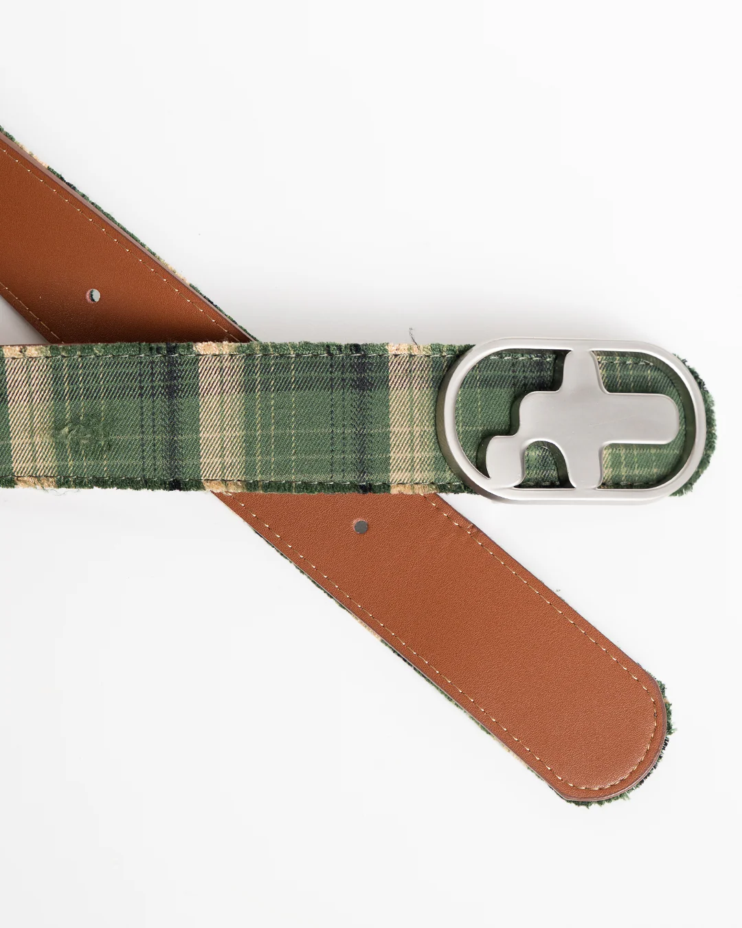 T-Logo Flannel Leather Belt - Green - Image 4