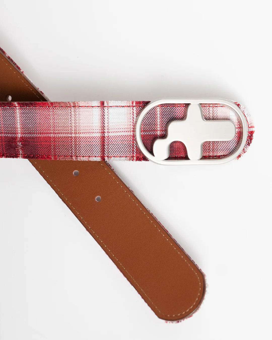 T-Logo Flannel Leather Belt - Red - Image 4